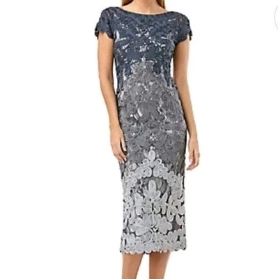 Women's Js Collections Ribbon Floral Embroidered Evening Gown Blue Size S 2 $368 - Image 1 of 4