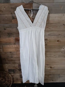 Vestido Calypso St. Barth Bordado Blanco Fluido 100% Algodón Verano Boda Talla S - Imagen 1 de 11