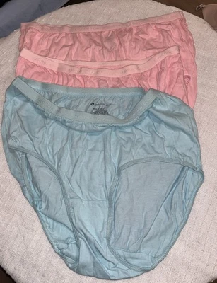 Lot Of  3 Comfort Choice Pink Blue 100% Cotton  Brief Panties High Cut  Size 9 - Image 1 of 2
