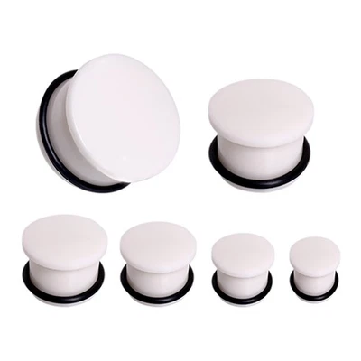 PAIR of Organic Buffalo Bone Single Flare Plug with O-Ring - Image 1 of 2