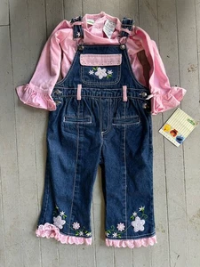 Camisa rosa vintage 2003 Plaza Sésamo con mono vaquero 2T niñas rara nueva con etiquetas - Imagen 1 de 10