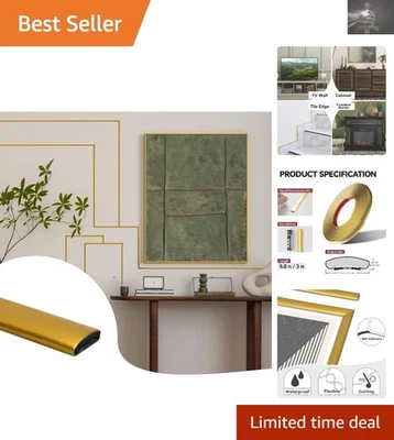 Elegant 9.8 Ft Matte Gold Wall Molding - Perfect for DIY Interior Projects - Image 1 of 4