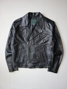 Chaqueta de motociclista de cuero Danier Canadá vintage años 90 negra talla L con cinturón - Imagen 1 de 6