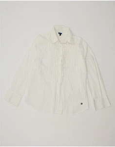 Camisa TRUSSARDI JEANS Mujer Volantes Frontal UK 20 2XL Blanca CE51 - Imagen 1 de 4