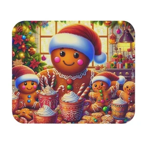 Festive Christmas Gingerbread Mouse Pad, Holiday Desk Mat Gamer Pad - Picture 1 of 5