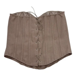 Top corsé PrettyLittleThing marrón topo con cordones deshuesado sin tirantes talla 10  - Imagen 1 de 11