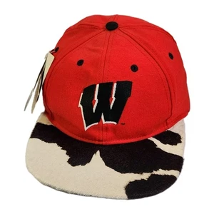 Vintage UW Wisconsin Badgers Snapback Mütze Kappe Wolle Blockkopf rot weiß Gunny einzigartig - Bild 1 von 9