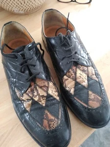 snake skin topped brogues - Picture 1 of 3