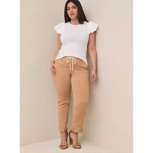 Pantalone Torrid Pull-On Boyfriend dritto elasticizzato twill vita media 1X 14/16 - Foto 1 di 4