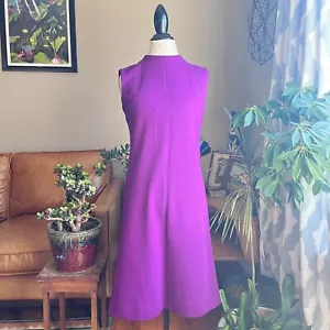 Vintage Purple Sleeveless Sheath Dress Retro Mod Boho Secretary Office Siren S - Picture 1 of 7