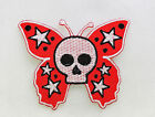 Butterfly Skull, red, patch, iron-on patch, old school, rockabilly,