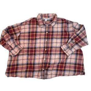 Camisa Old Navy The Boyfriend 3X Top Informal A Cuadros Rojo Azul Recortado con Botones - Imagen 1 de 8