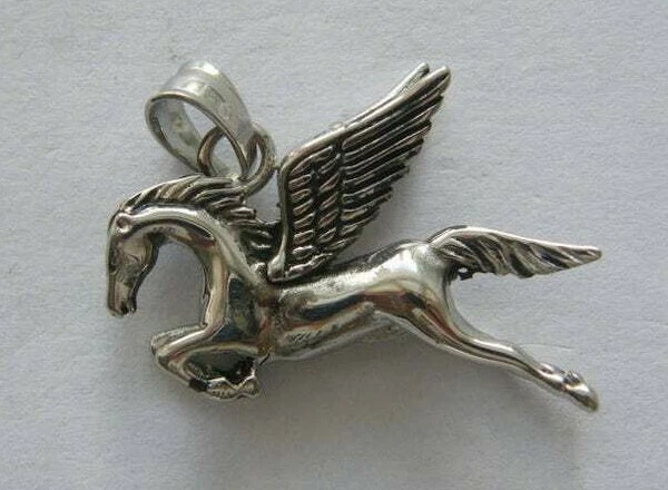 Твердый металл мужской лошадь подвеска подвеска 14K белое золото покрытием серебра - Изображение 1 из 4