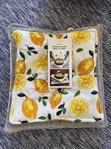 Set of 2 Microwavable Bowl Holders - Lemon Print/Gray Reversible - NWT - Picture 1 of 5