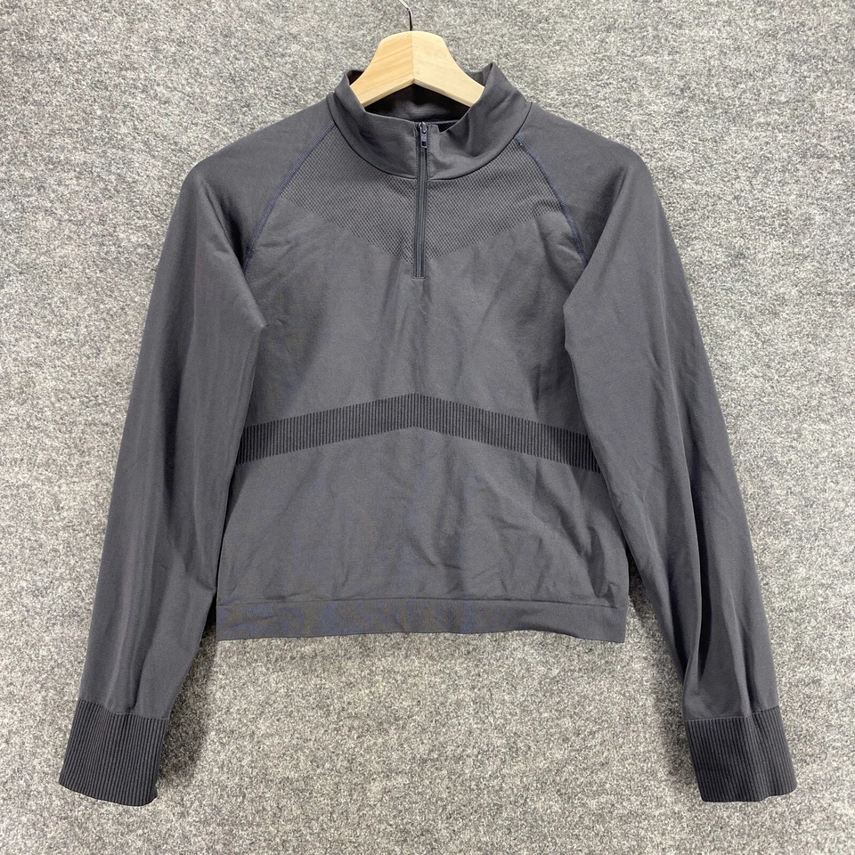 Top corto Victoria's Secret Activewear para mujer L grande gris cuello alto cremallera Foto 1 de 4