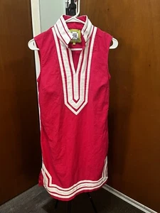 ELIZABETH MCKAY DRESS SMALL PINK WHITE RETRO MOD - Picture 1 of 14