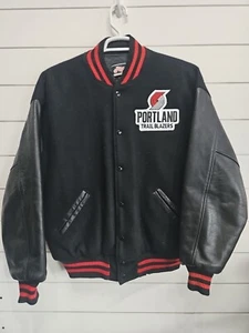 Vtg Portland Trailblazer NBA Basketball Varsity Leather Letterman Jacket Mens 50 - Picture 1 of 5