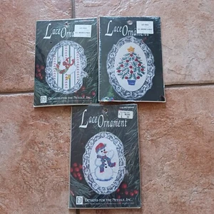 3 Vintage Designs für die Nadel ORNAMENT KITS Baum Weihnachten Gans Schneemann - Bild 1 von 4
