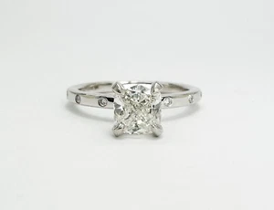 14K White Gold GIA 1.20 ct Cushion Cut Diamond Engagement Ring sz6 L853 - Picture 1 of 13