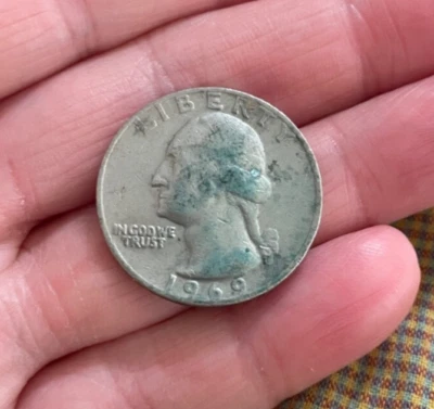 1969Liberty Quarter Dollar US Coin No Mint ERROR Rare Good Condition Mint error - Image 1 of 4