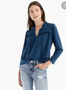 J.Crew Tall Point Sur Silk Popover Shirt In Size XXS - Picture 1 of 9