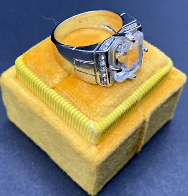 925 Silver White Sapphire Valentines Ring Men Women Engagement Filled Simulated - Image 1 of 3