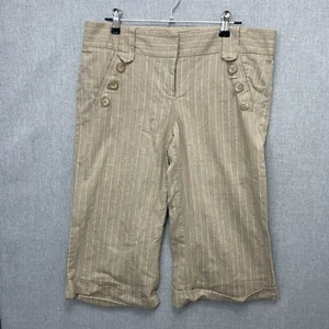 Sheike Womens Shorts Size 12 Brown Stripe Folded Cuff Button Pockets 4778 - Picture 1 of 10