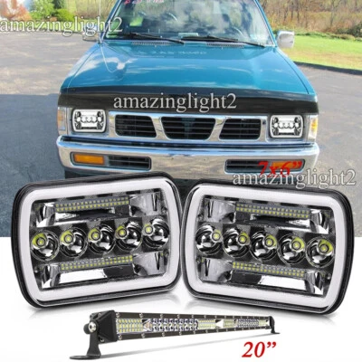 7x6" Rectangle LED Hi/Lo Headlight DRL+20" LED LIGHT BAR fit Toyota Pickup Truck - Image 1 of 4