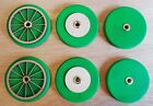 6 GREEN WOODEN WHEELS FOR TOYS OR MODEL
