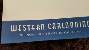 1 Sheet WESTERN CARLOADING NON-STOP TO CA 7" 5" VTG Ad Ephemera - Picture 1 of 3
