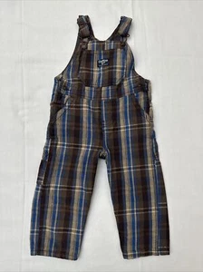 Toddler Oshkosh B’gosh Vestbak Overalls Size 18 Months. Brown Blue Plaid. - Picture 1 of 11