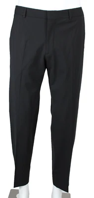 Pantalones de vestir para hombre HERMES negros mezcla de lana crepé frente plano pierna cónica 50 Foto 1 de 4