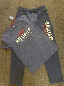 NEW Set Men's Small Hollister Relaxed Jogger Sweat Pants & T Shirt Navy Blue - Picture 1 of 7