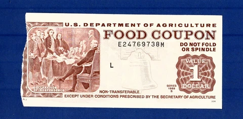 FOOD Stamp Coupon $1.00 scrip token USDA US DEPTARTNENT OF AGRICULTURE Cover