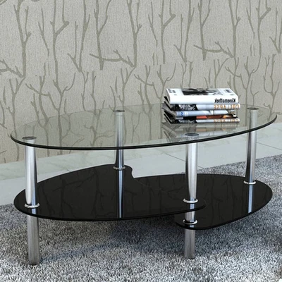 Coffee Table Black Tempered glass, Metal Medium Stylish Design - Image 1 of 4