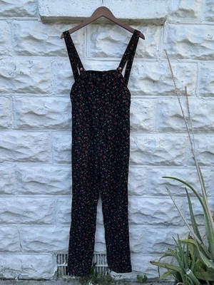 Vintage 1970’s Jumpsuite Women’s Corduroy Strait Leg Floral Overalls  - Image 1 of 4