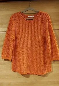 Oui Pullover 3/4 Arm Bändchengarn Gr. 42 Orange - Bild 1 von 4
