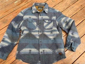Jachs NY Men's Aztec Blanket Wool Blend Button Shirt Jackets Shacket Navy Sz L - Picture 1 of 4