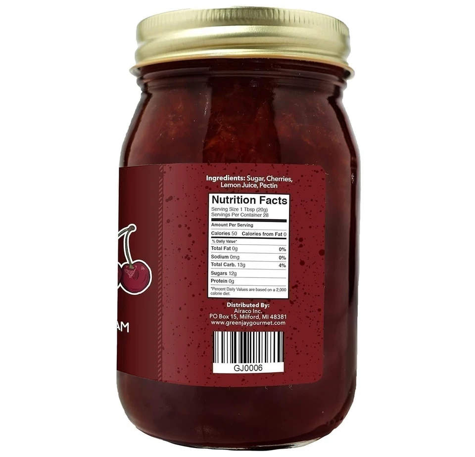 Green Jay Gourmet Cherry Jam 20 Ounces Gluten Free All Natural No Corn Syrup - image 1 of 1