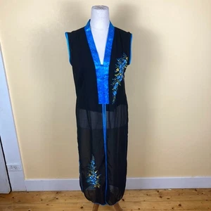 Vintage Traditional Vietnamese Asian 100% Silk Semi Sheer Maxi Dress - Size XL - Picture 1 of 13