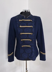 Joe Browns military jacket size 12 navy blue gold buttons panelled embroidered - Picture 1 of 12