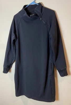 Vestido Suéter Athleta XL Acogedor Karma Negro Simulado Cremallera Cuello 22"x36" Foto 1 de 4