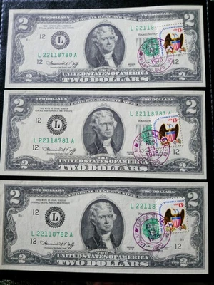 April 13, 1976 $2 Bills, Postmarked Los Angeles CA - Image 1 of 2