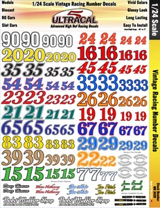 MG 3420 - 1/24 Scale Vintage Racing Numbers UltraCal High Def Decals - Picture 1 of 1