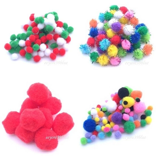 POM POMS 6,8,10,15,20 or 28mm Plain & Glitter Poms Many Colours Autumn Crafts - Image 1 of 1