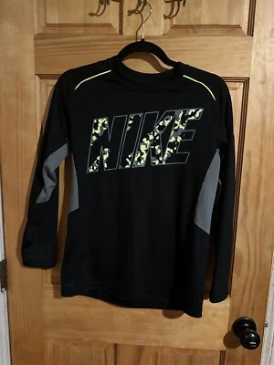 Nike Boys Dri-Fit Shirt Yellow Black Size Large Long Sleeves EUC - Image 1 of 3