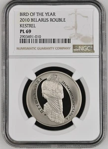 Bird Of The Year 2010 Belarus Rouble Kestrel Proof NGC PL 69 - Picture 1 of 3