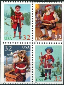 Santa & Children WA Typ 4er Block postfrisch Scott's 3004 bis 3007 Kind oben links - Bild 1 von 2