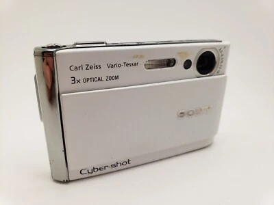 Retro White Sony Digital Camera Cybershot DSC-T70 8.1MP 3X 3" Touch Screen - Image 1 of 4