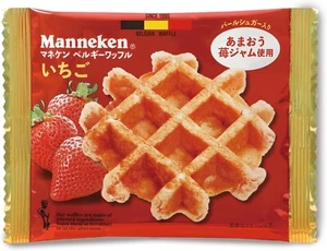 Japanese Strawberry Waffle Sugar Cake Jam Rich Butter Sweet Food Manneken 54g - Picture 1 of 26